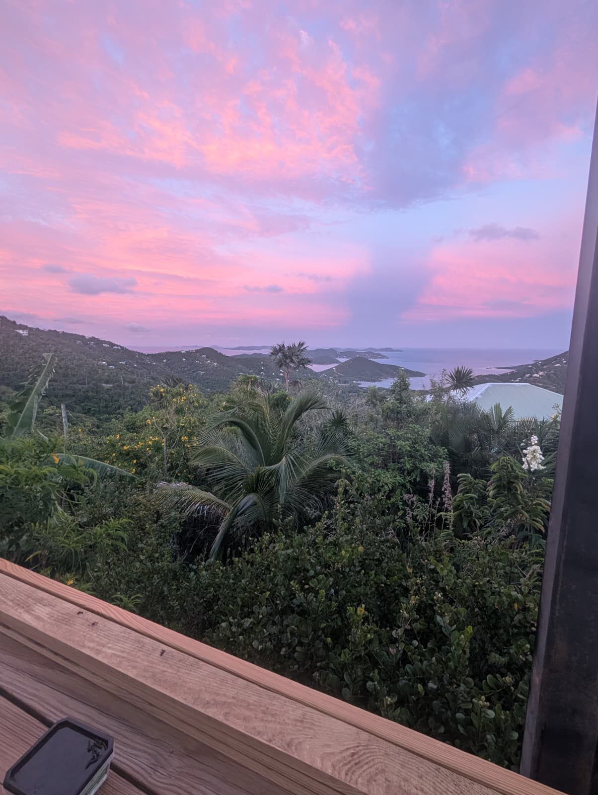 Panoramic view from 760 ft elevation on St. John, USVI